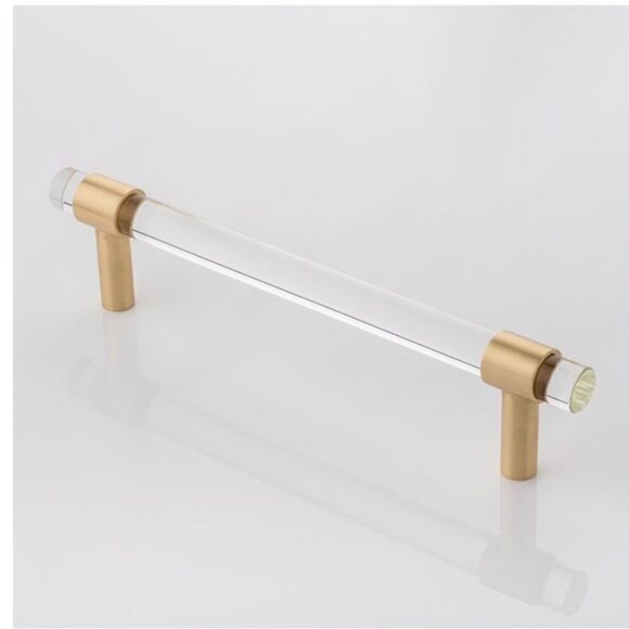Anthropologie Gold and Acrylic Handle Cabinet Drawer Pull - Picture 1 of 7